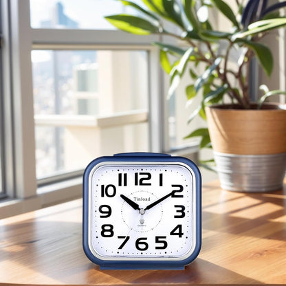 5.5" Large Analog Alarm Clock Silent Non Ticking, Gentle Wake, Beep Sounds, Increasing Volume, Battery Operated Snooze and Manual Light, Easy Set, Black (Best for Elder)