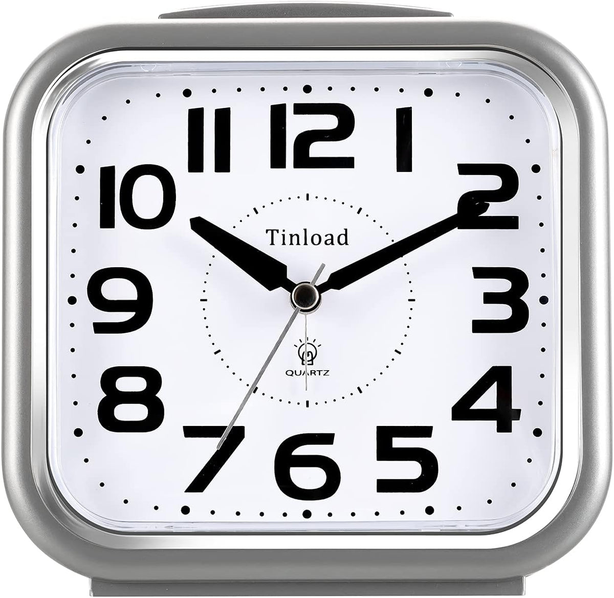 5.5" Large Analog Alarm Clock Silent Non Ticking, Gentle Wake, Beep Sounds, Increasing Volume, Battery Operated Snooze and Manual Light, Easy Set, Black (Best for Elder)