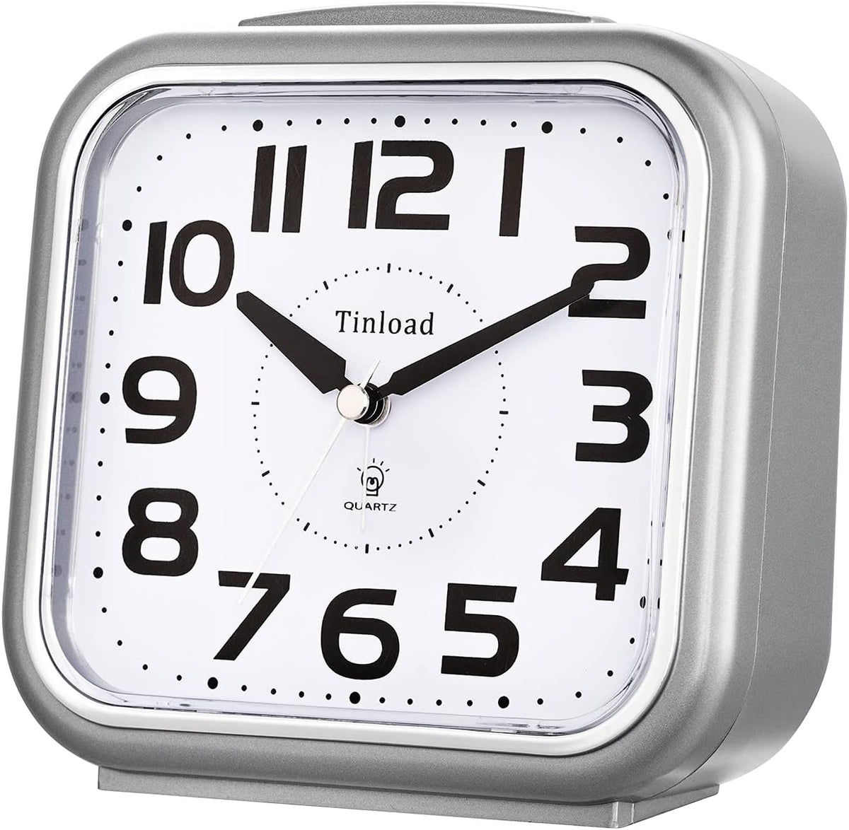 5.5" Large Analog Alarm Clock Silent Non Ticking, Gentle Wake, Beep Sounds, Increasing Volume, Battery Operated Snooze and Manual Light, Easy Set, Black (Best for Elder)