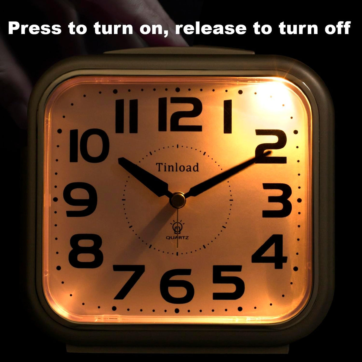 5.5" Large Analog Alarm Clock Silent Non Ticking, Gentle Wake, Beep Sounds, Increasing Volume, Battery Operated Snooze and Manual Light, Easy Set, Black (Best for Elder)