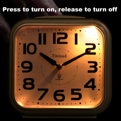 5.5" Large Analog Alarm Clock Silent Non Ticking, Gentle Wake, Beep Sounds, Increasing Volume, Battery Operated Snooze and Manual Light, Easy Set, Black (Best for Elder)