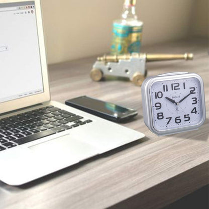 5.5" Large Analog Alarm Clock Silent Non Ticking, Gentle Wake, Beep Sounds, Increasing Volume, Battery Operated Snooze and Manual Light, Easy Set, Black (Best for Elder)