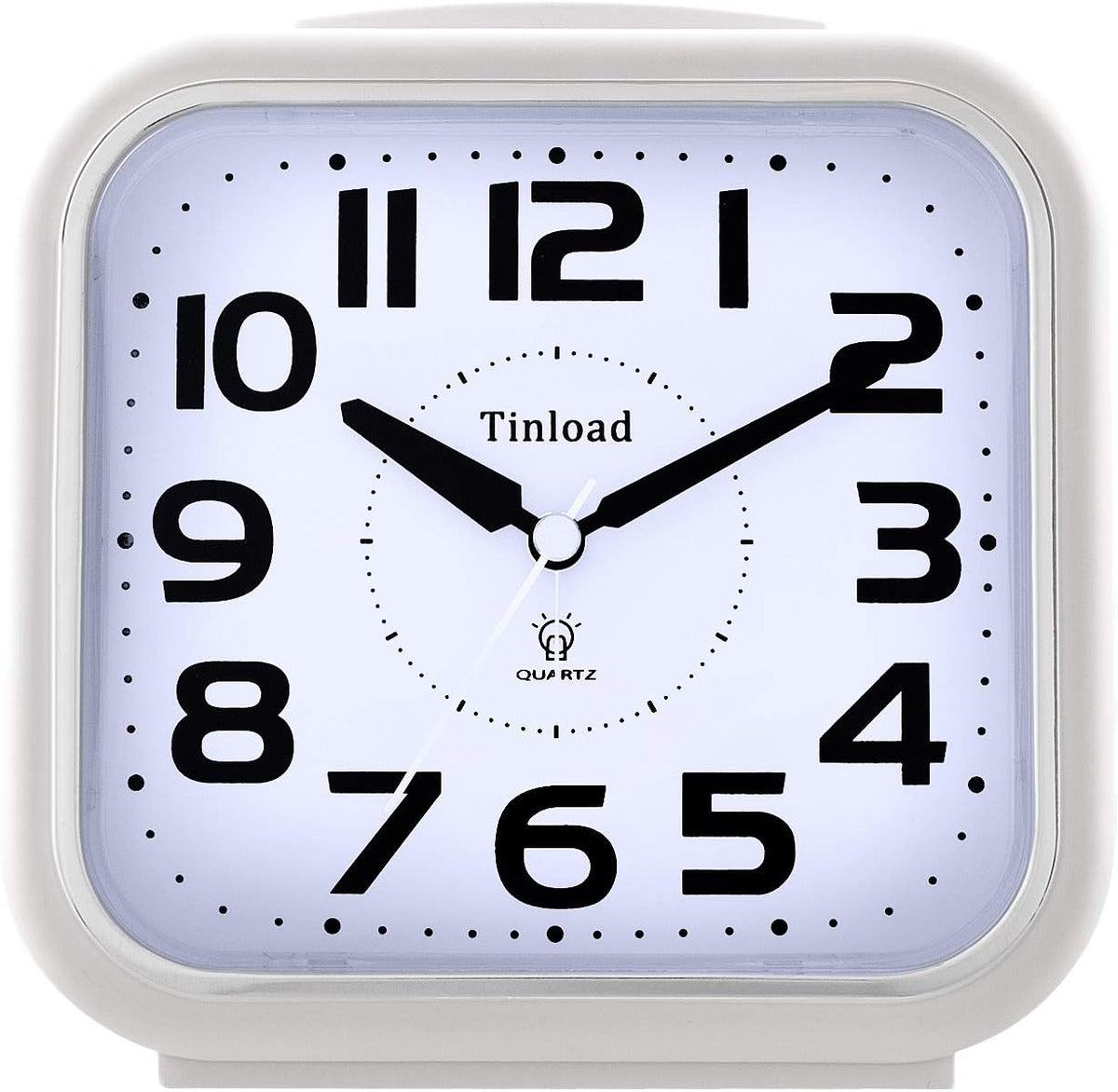 5.5" Large Analog Alarm Clock Silent Non Ticking, Gentle Wake, Beep Sounds, Increasing Volume, Battery Operated Snooze and Manual Light, Easy Set, Black (Best for Elder)