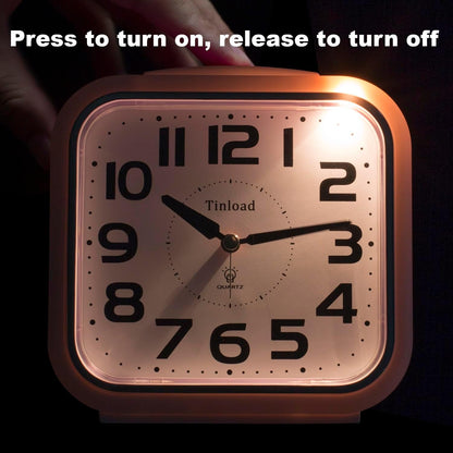 5.5" Large Analog Alarm Clock Silent Non Ticking, Gentle Wake, Beep Sounds, Increasing Volume, Battery Operated Snooze and Manual Light, Easy Set, Black (Best for Elder)