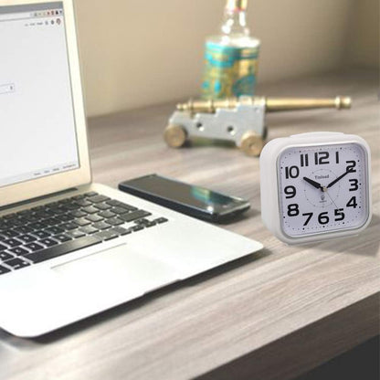 5.5" Large Analog Alarm Clock Silent Non Ticking, Gentle Wake, Beep Sounds, Increasing Volume, Battery Operated Snooze and Manual Light, Easy Set, Black (Best for Elder)