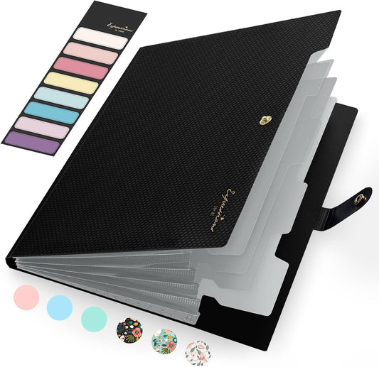 Accordion File Organizer, Expanding File Folder with Label, 5 Pocket