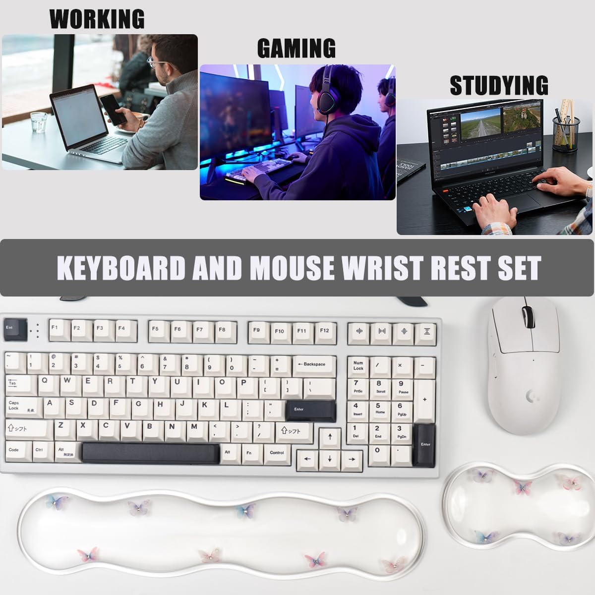 Gel Keyboard and Mouse Wrist Rest Set, Wrist pad for Computer Keyboard