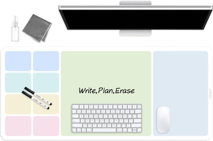 Non-Slip Dry Erase Desk Mat, 32''x14'' Writing Mouse Pad for Office