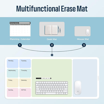 Non-Slip Dry Erase Desk Mat, 32''x14'' Writing Mouse Pad for Office
