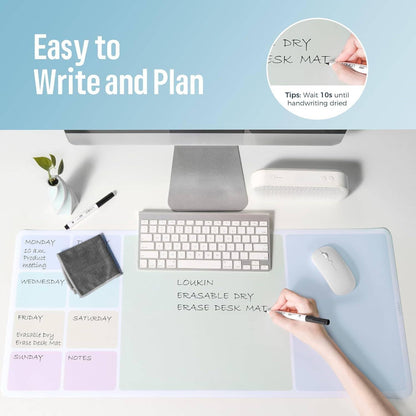Non-Slip Dry Erase Desk Mat, 32''x14'' Writing Mouse Pad for Office