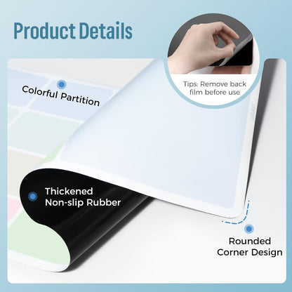 Non-Slip Dry Erase Desk Mat, 32''x14'' Writing Mouse Pad for Office