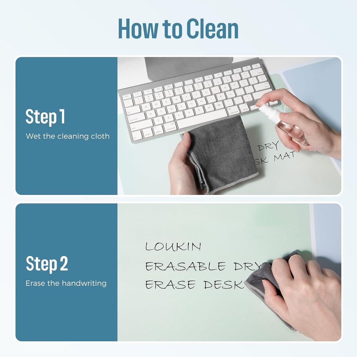 Non-Slip Dry Erase Desk Mat, 32''x14'' Writing Mouse Pad for Office