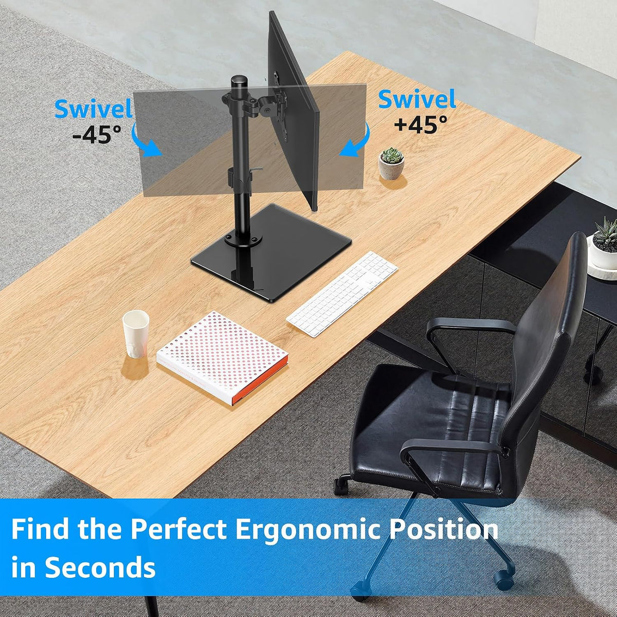 Monitor Stand for Desk, Freestanding Monitor Mount Fits 13-32 inch Screen up to 19.8 lbs, Screen Stand with Swivel, Height, Rotation Adjustment, VESA Mount 100 x 100mm, 75 x 75mm