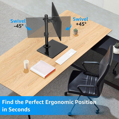 Monitor Stand for Desk, Freestanding Monitor Mount Fits 13-32 inch Screen up to 19.8 lbs, Screen Stand with Swivel, Height, Rotation Adjustment, VESA Mount 100 x 100mm, 75 x 75mm