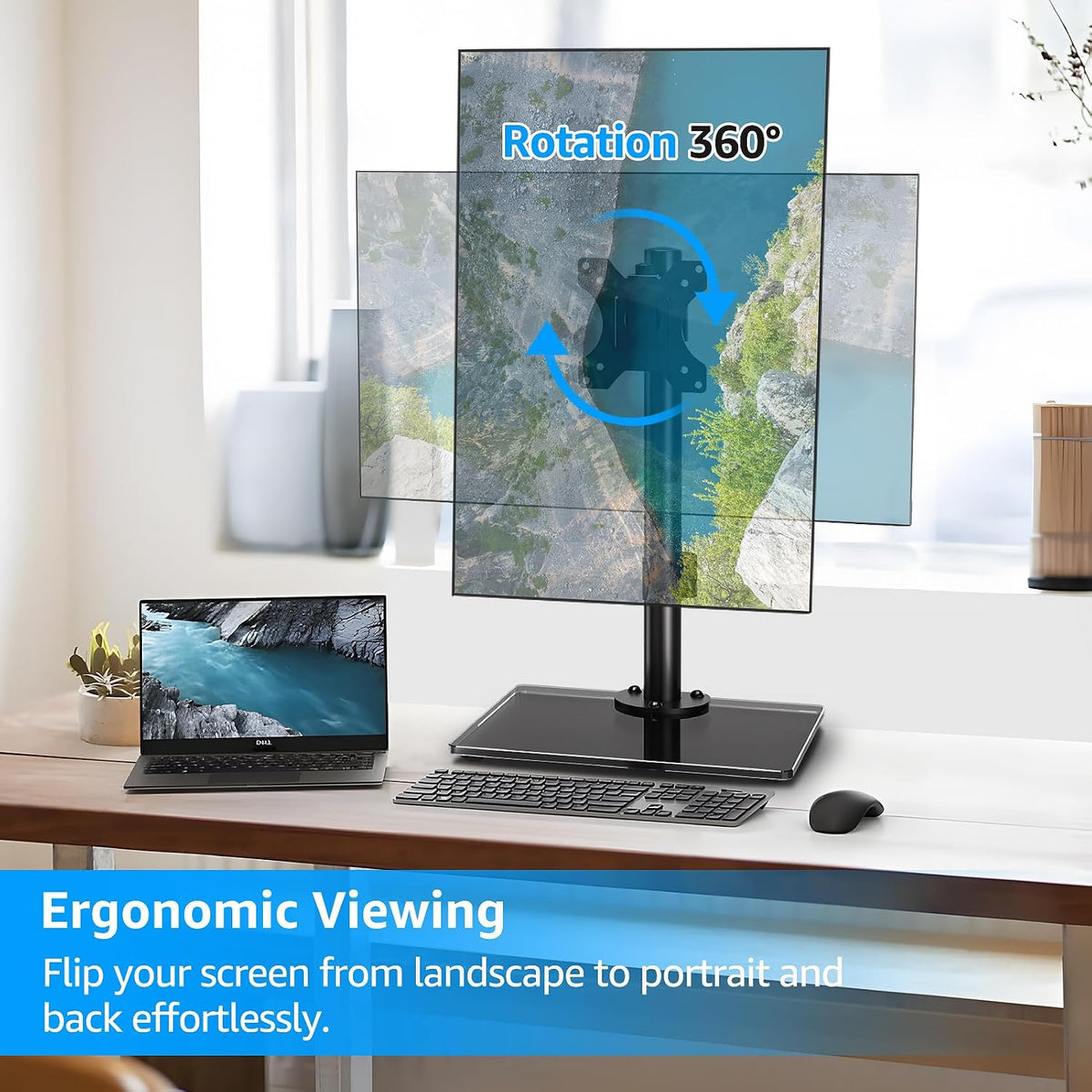 Monitor Stand for Desk, Freestanding Monitor Mount Fits 13-32 inch Screen up to 19.8 lbs, Screen Stand with Swivel, Height, Rotation Adjustment, VESA Mount 100 x 100mm, 75 x 75mm
