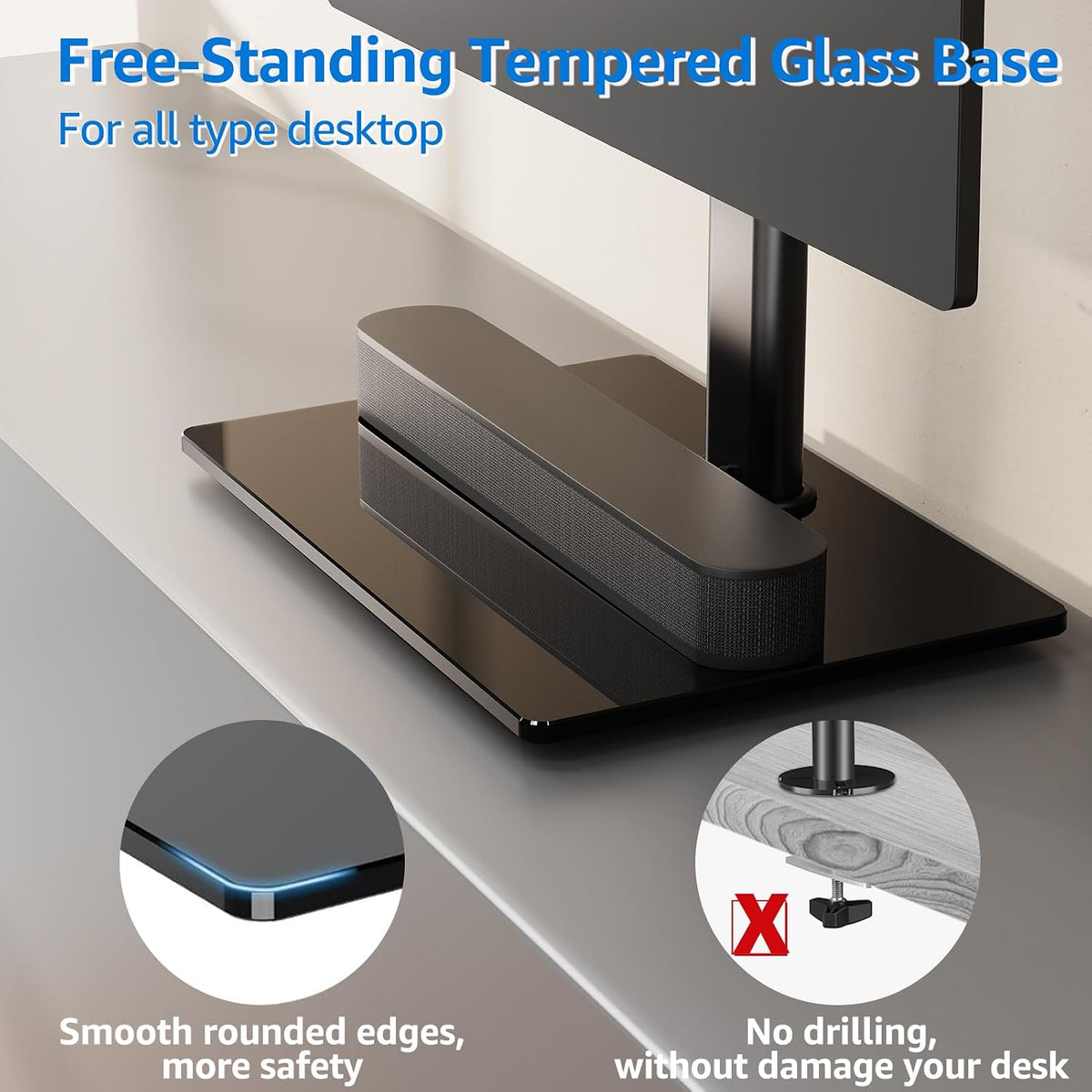 Monitor Stand for Desk, Freestanding Monitor Mount Fits 13-32 inch Screen up to 19.8 lbs, Screen Stand with Swivel, Height, Rotation Adjustment, VESA Mount 100 x 100mm, 75 x 75mm