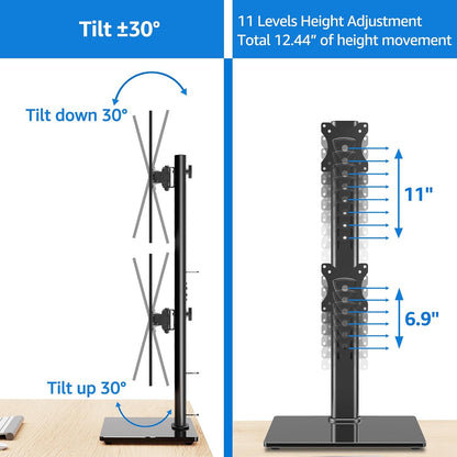 Monitor Stand for Desk, Freestanding Monitor Mount Fits 13-32 inch Screen up to 19.8 lbs, Screen Stand with Swivel, Height, Rotation Adjustment, VESA Mount 100 x 100mm, 75 x 75mm