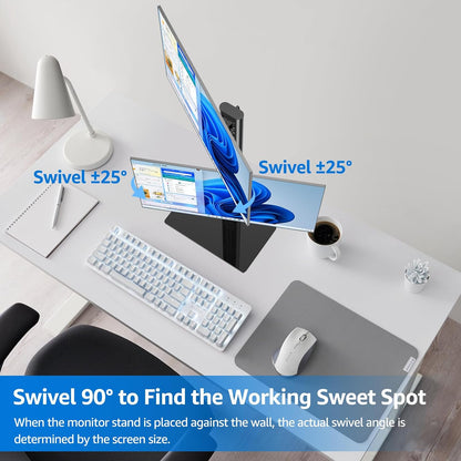 Monitor Stand for Desk, Freestanding Monitor Mount Fits 13-32 inch Screen up to 19.8 lbs, Screen Stand with Swivel, Height, Rotation Adjustment, VESA Mount 100 x 100mm, 75 x 75mm