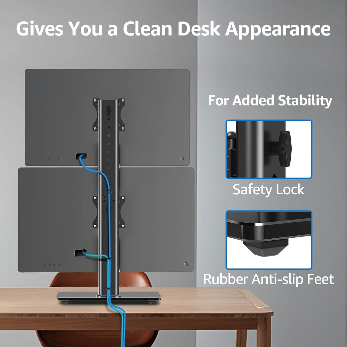 Monitor Stand for Desk, Freestanding Monitor Mount Fits 13-32 inch Screen up to 19.8 lbs, Screen Stand with Swivel, Height, Rotation Adjustment, VESA Mount 100 x 100mm, 75 x 75mm