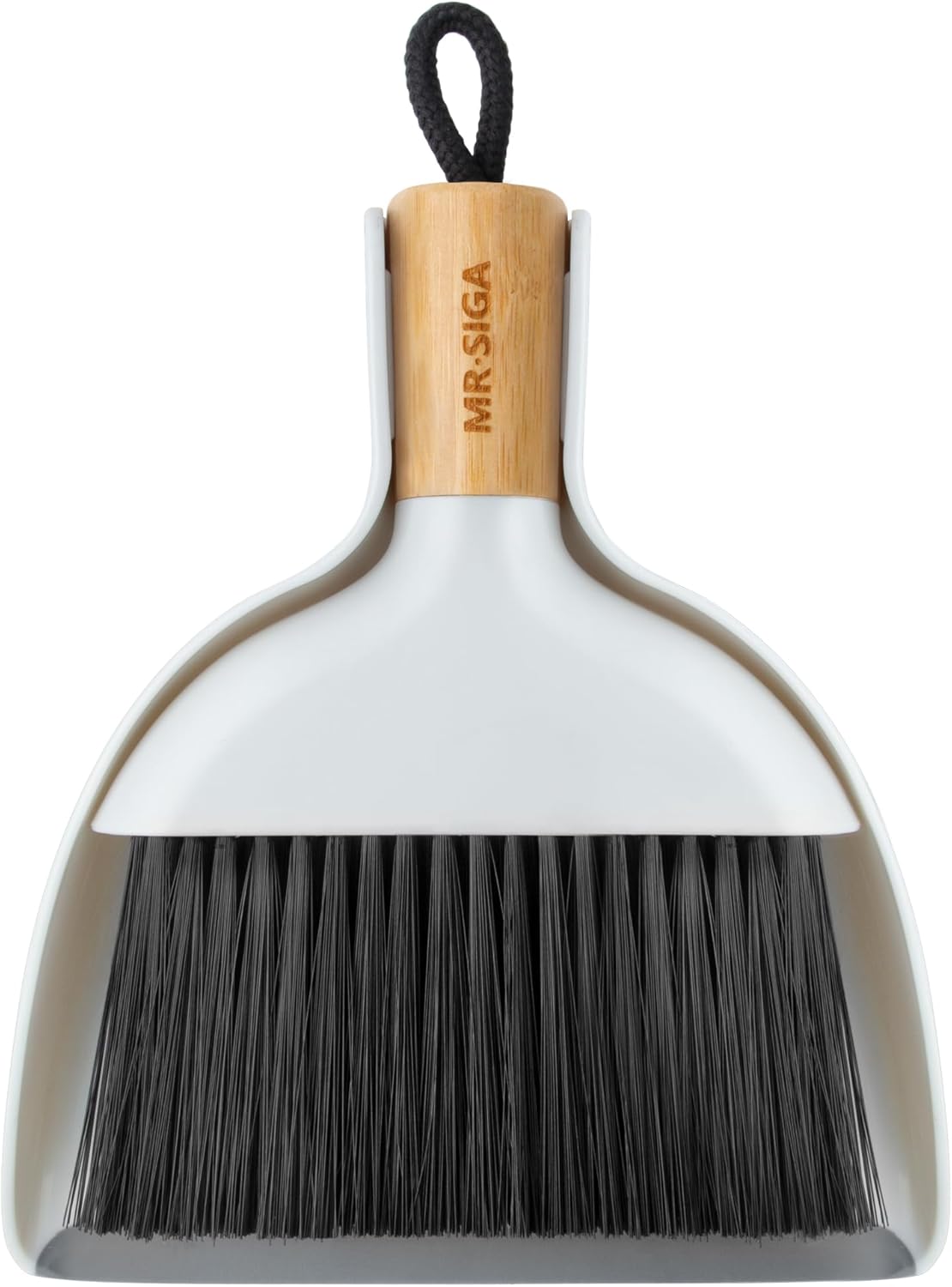 Mini Dustpan and Brush Set, Bamboo Handle, White, 1 Set