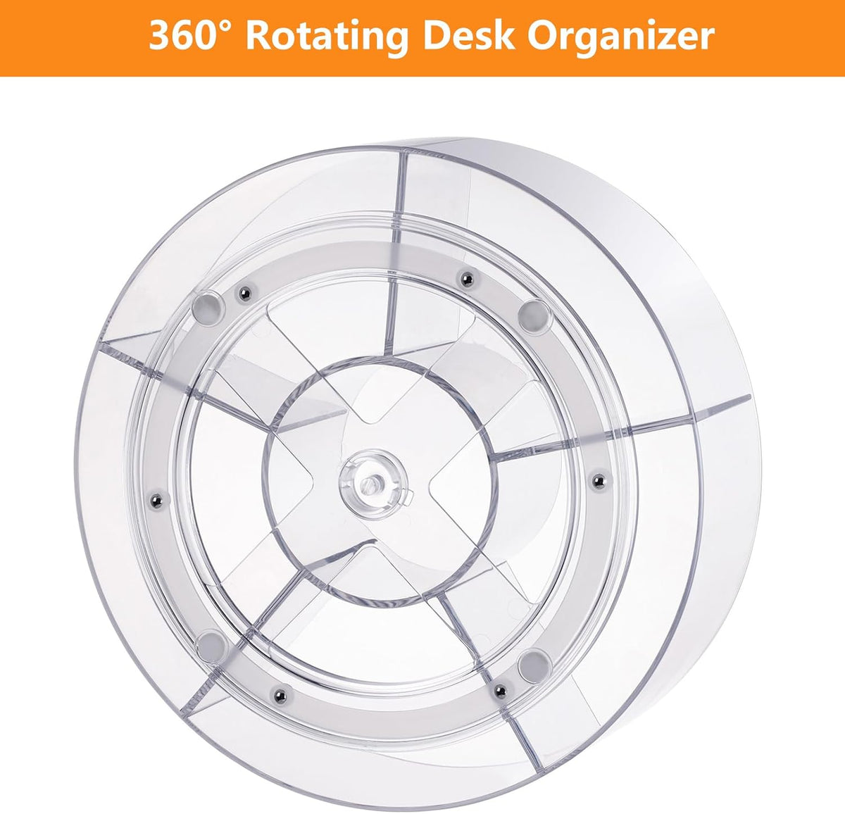 Acrylic Pen Marker Organizer for Desk, 360-Degree Rotating Pencil Holder Crayon Art Supplies Storage Organizer, 6 Slots Clear Large Capcaity Spinning Caddy for Home Office School Kids