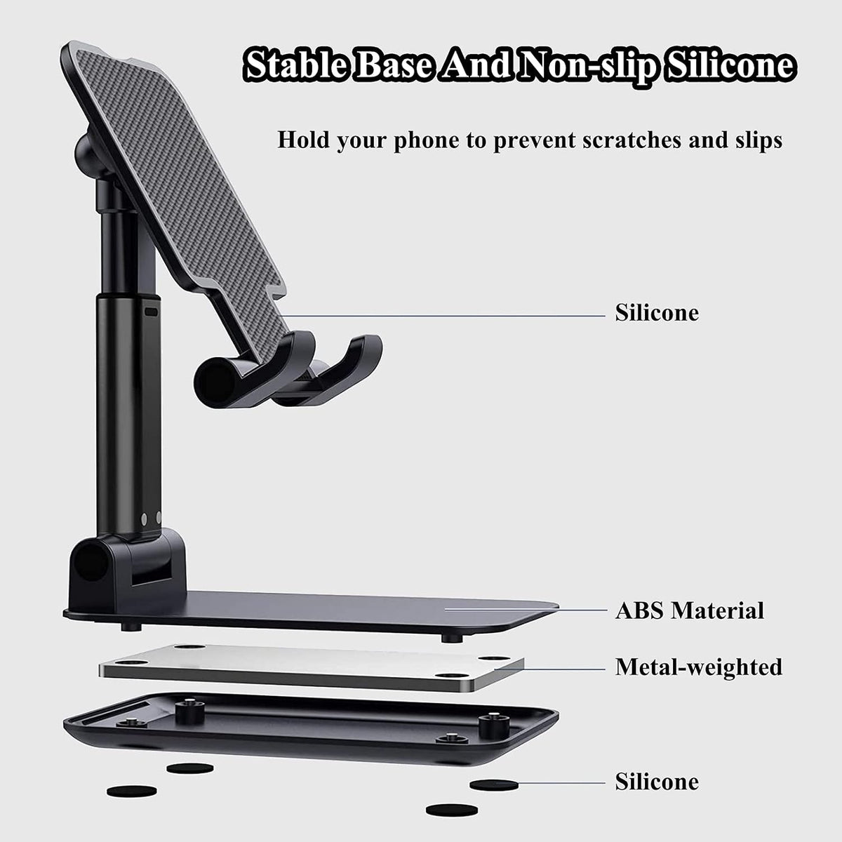 2 Pcs Cell Phone Stand for Desk Adjustable Desktop Phone Holder