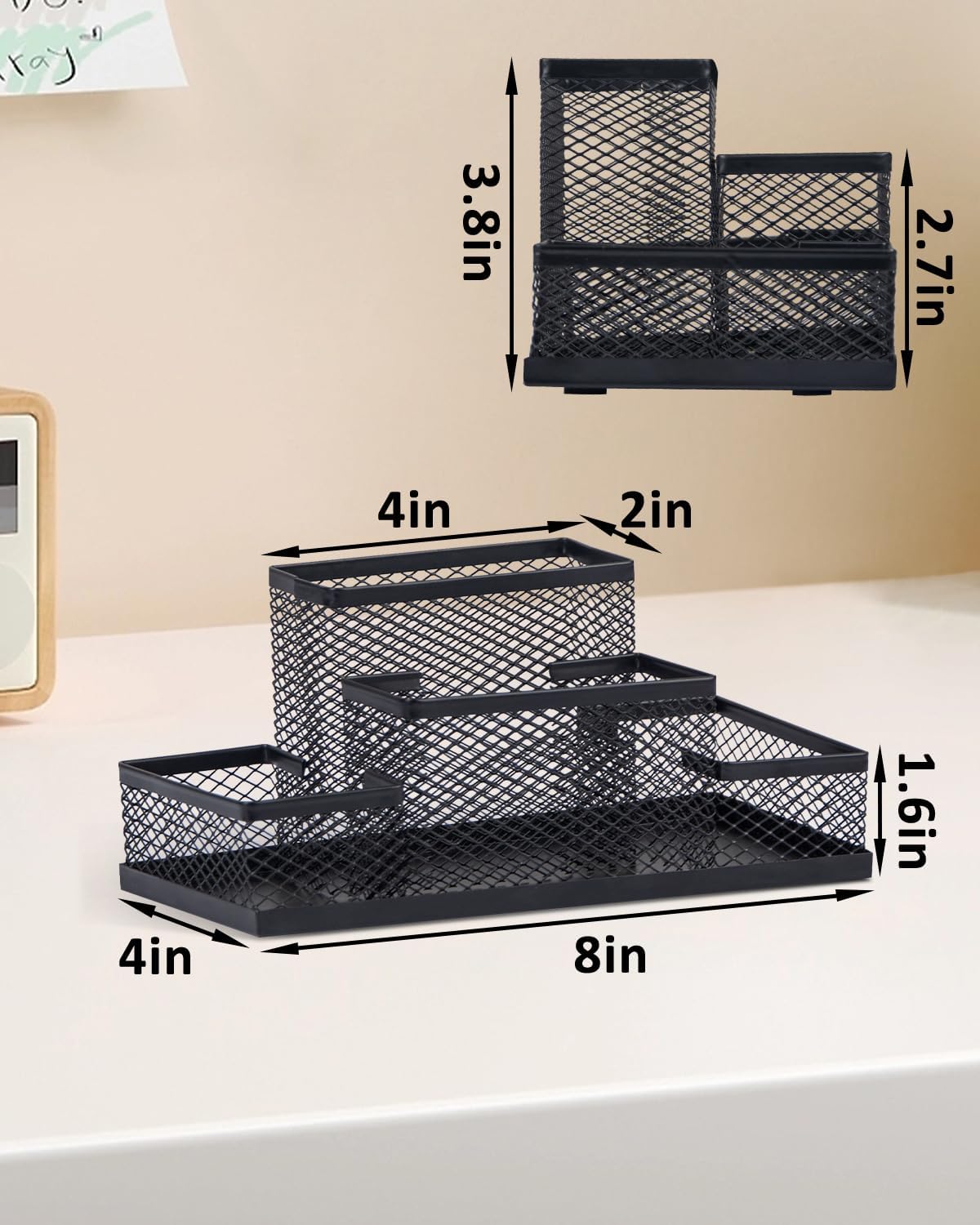 Pen Holder and Desk Organizer, Office Caddy Storage for School Home Office (Black, Medium)