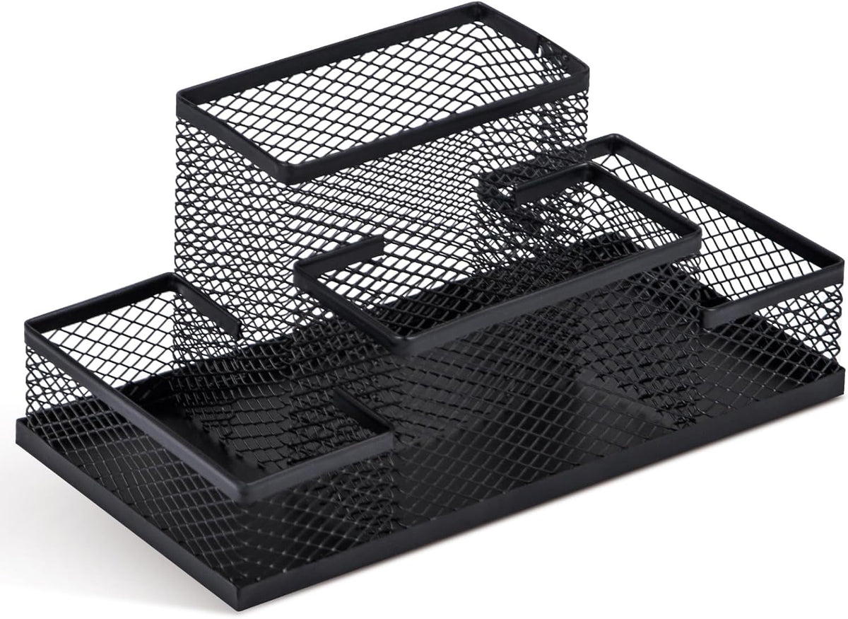 Pen Holder and Desk Organizer, Office Caddy Storage for School Home Office (Black, Medium)