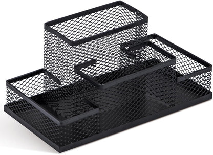 Pen Holder and Desk Organizer, Office Caddy Storage for School Home Office (Black, Medium)