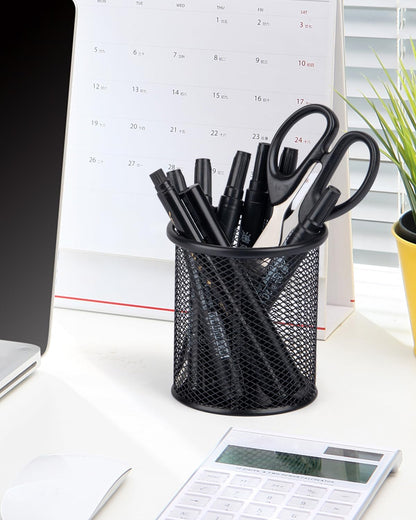 Pen Holder and Desk Organizer, Office Caddy Storage for School Home Office (Black, Medium)