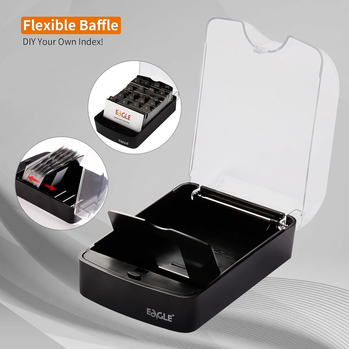 Business Card Box, Push-Button,Storage up to 350 Cards