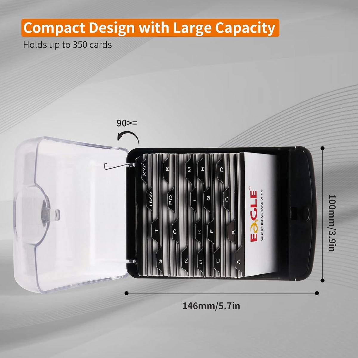 Business Card Box, Push-Button,Storage up to 350 Cards