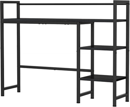 Desk Shelf, 38.6" Desktop Organizer Shelf, Desk Hutch for Computer Monitor, 4 Tier Desk Display Rack, Wood Desktop Bookshelf Storage Rack for Home Office Dorm, Rustic Brown