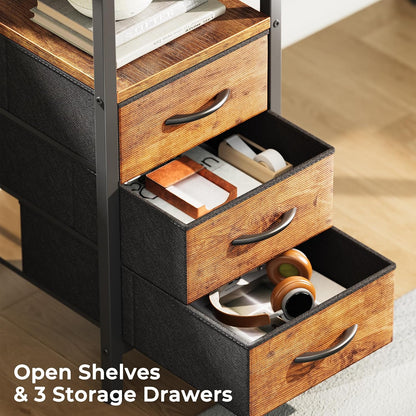L Shaped Office Desk with Power Outlets & 3 Drawers