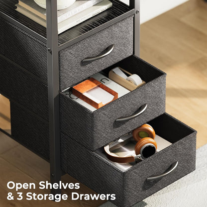 L Shaped Office Desk with Power Outlets & 3 Drawers