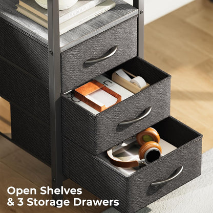 L Shaped Office Desk with Power Outlets & 3 Drawers