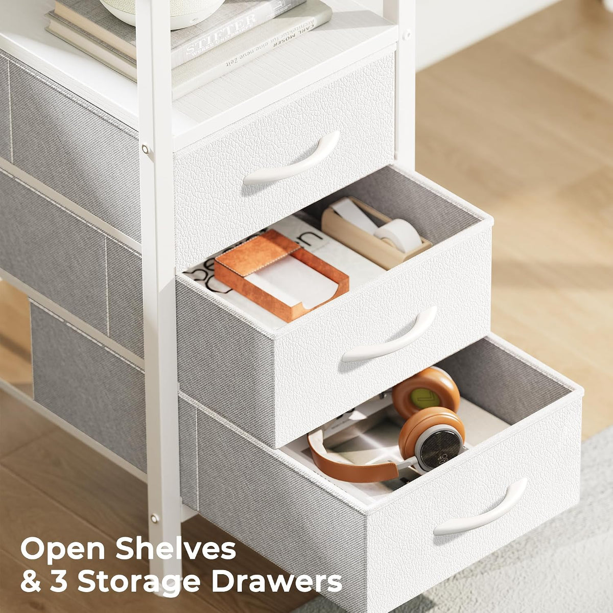 L Shaped Office Desk with Power Outlets & 3 Drawers