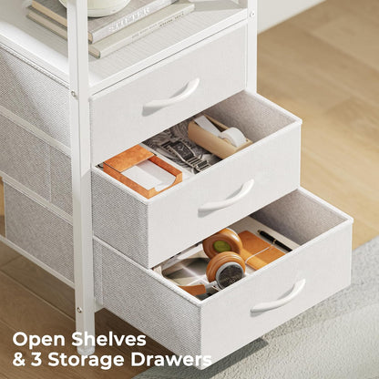 L Shaped Office Desk with Power Outlets & 3 Drawers