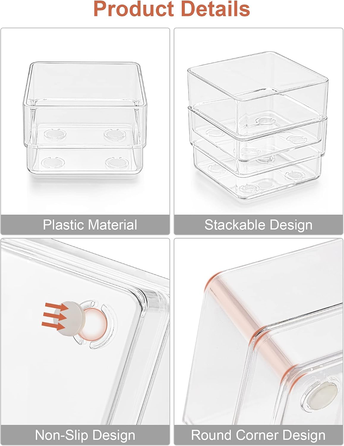 22 PCS Drawer Organizer, 4-Size Desk Bathroom Drawer Organizer