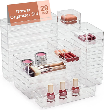 22 PCS Drawer Organizer, 4-Size Desk Bathroom Drawer Organizer