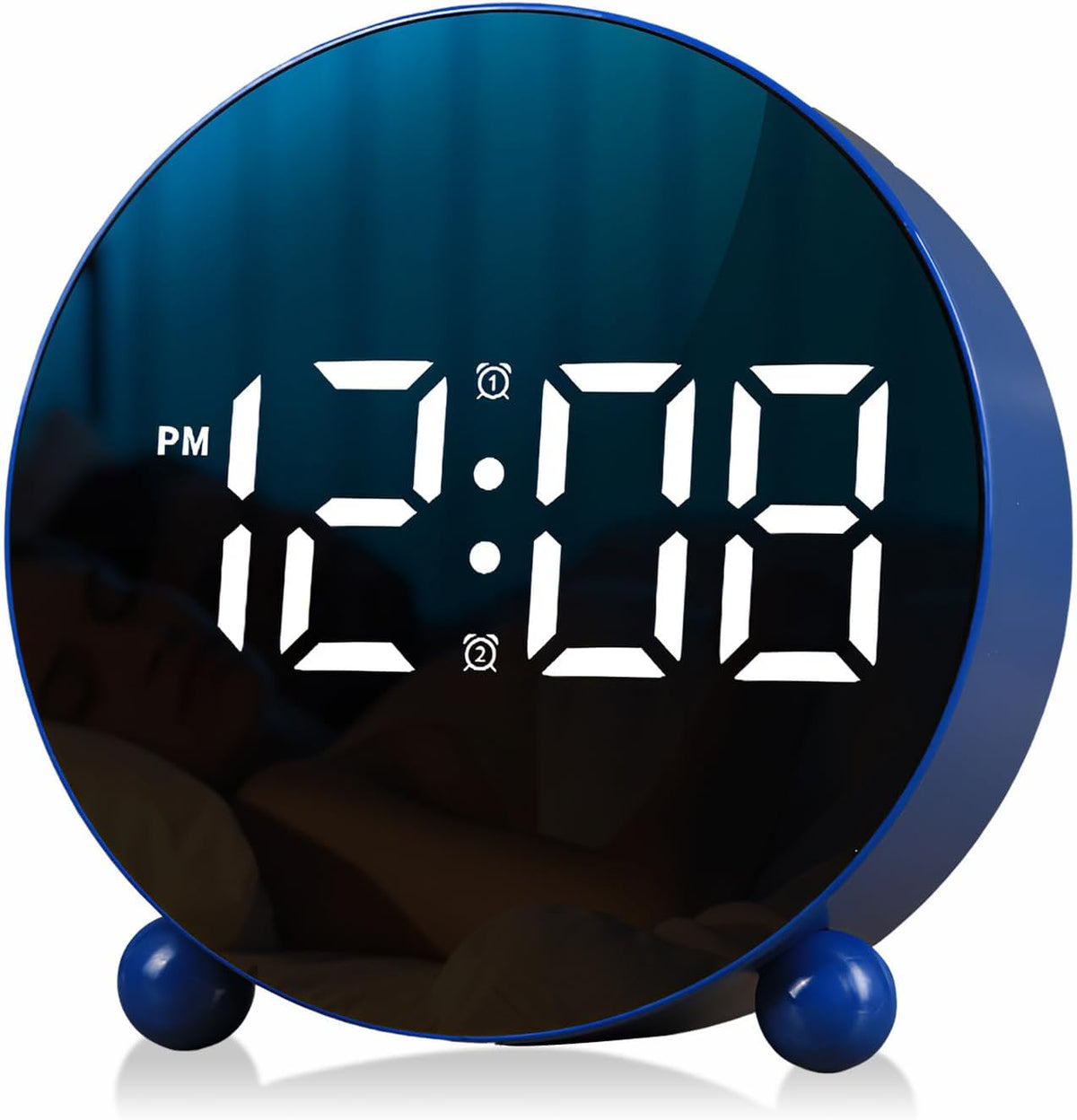Small Round LED Display Digital Alarm Clock with Double Bell