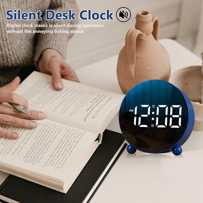 Small Round LED Display Digital Alarm Clock with Double Bell