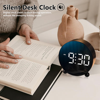 Small Round LED Display Digital Alarm Clock with Double Bell