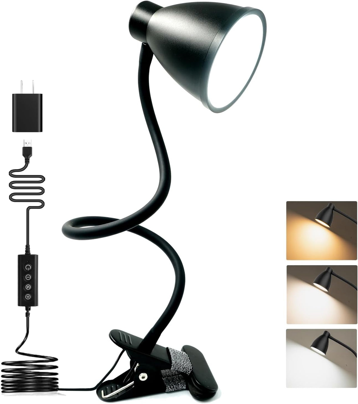 Desk Lamp 5 Color Modes 10 Brightness Dimmer Reading Light Black