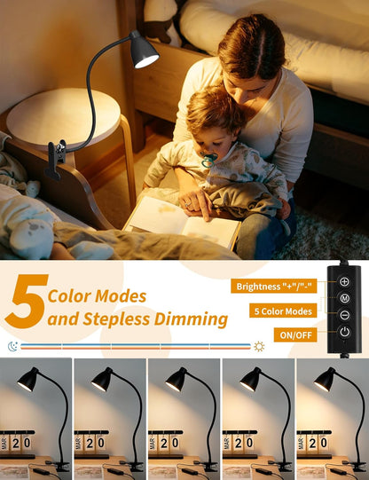 Desk Lamp 5 Color Modes 10 Brightness Dimmer Reading Light Black