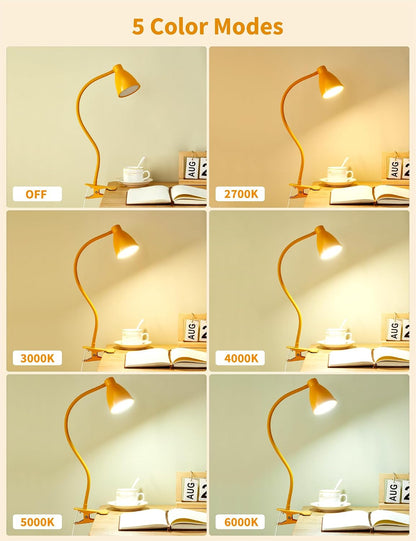 Desk Lamp 5 Color Modes 10 Brightness Dimmer Reading Light Black