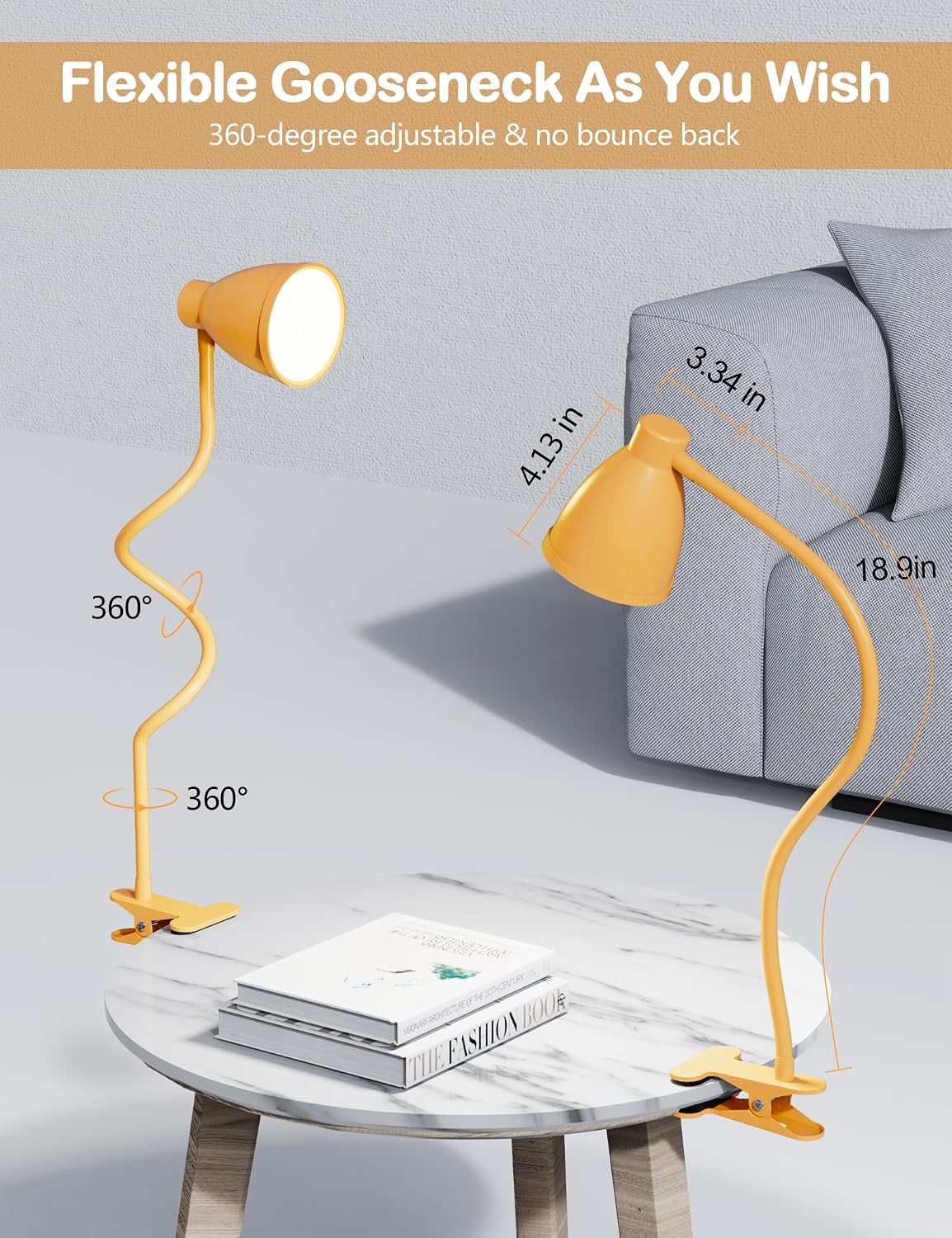 Desk Lamp 5 Color Modes 10 Brightness Dimmer Reading Light Black