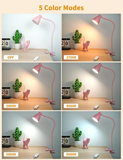 Desk Lamp 5 Color Modes 10 Brightness Dimmer Reading Light Black