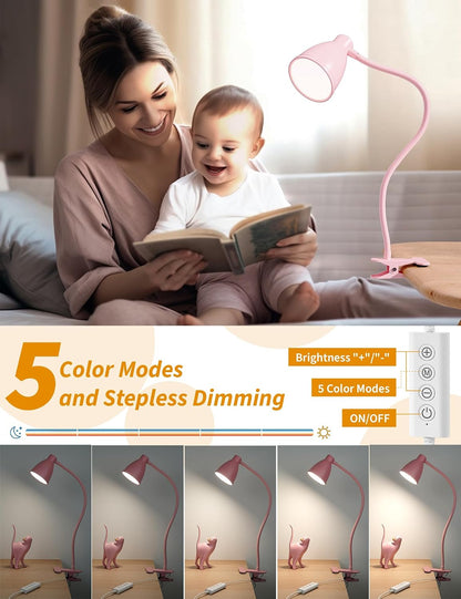 Desk Lamp 5 Color Modes 10 Brightness Dimmer Reading Light Black