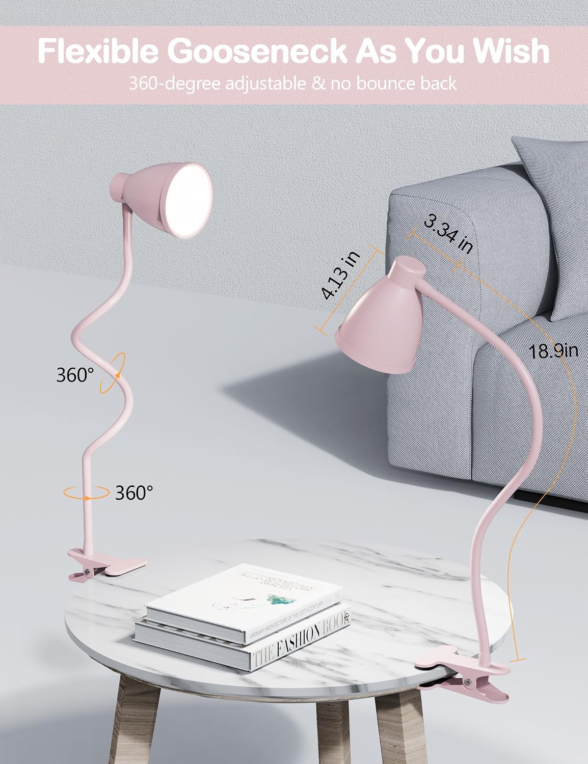 Desk Lamp 5 Color Modes 10 Brightness Dimmer Reading Light Black